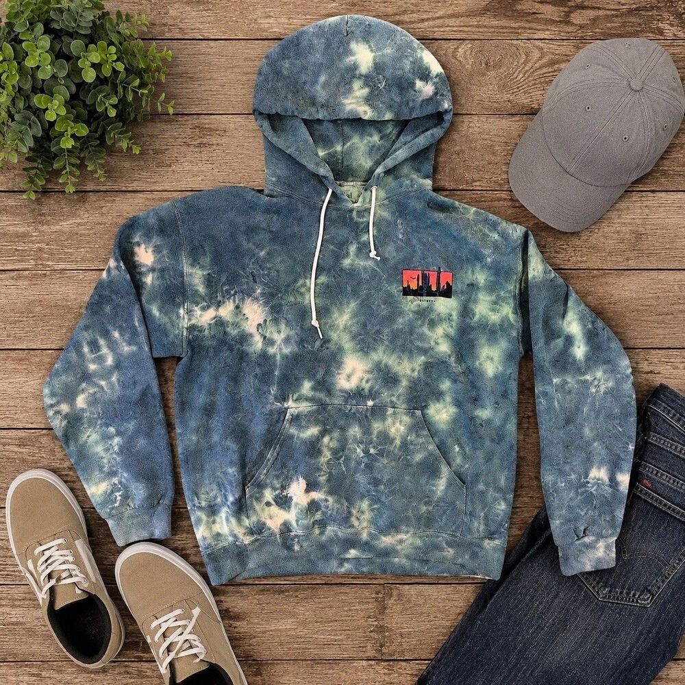 Tie Dye Hoodie Medium Blue Green Death Valley Graphic Arizona Artist Union